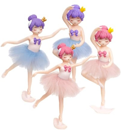 HEMOTON 4stücke Teiliges Ballerina Kuchen-deko- Detailreiche Tanzende Mädchen Figuren Kreative Geburtstagstorten-besätze Stilvolle Ballet-mädchen Spieluhren-Ornamente Für DIY Cupcake Verzi