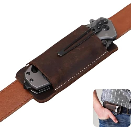 Retro Gürtel Tragen Ledermesser Scheide Horizontal, Horizontale Messerscheide für Gürtel, Horizontales Tragemesser, Handgefertigte Ledermesserscheide für Herren (Kaffee)
