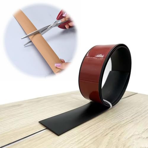 Zoll 3 Zoll zuschneidbare Bodentrennleiste, Selbstklebende Bodenübergangsleiste, Teppich zu Fliesen, PVC-Vollleiste für Türkanten, unebene Böden, Abdeckleisten, 100 cm (schwarz, 7,6 cm)