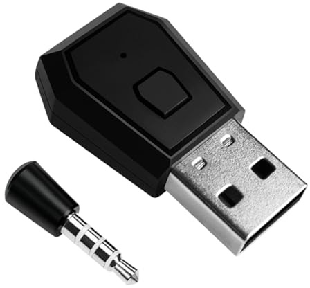 jojofuny Schwarz Kabelloser Kunststoff USB Adapter, Spielkonsolen | Kopfhörer Dongle, Headset Empfänger und Drahtloser Sender, Tragbar und Leicht, mit Mikrofon für Controller