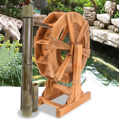 Fontaine à roue en bois autoportante pour bassin et piscine, style vintage, cascade décorative pour jardin et balcon