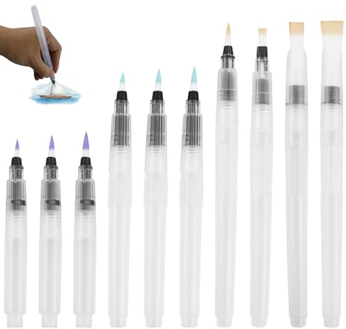 10 Wasserpinsel, Aquarellstifte, nachfüllbare Wassertank-Pinsel, Aquarell-Pinselstifte, nachfüllbare Aquarell-Pinselstifte