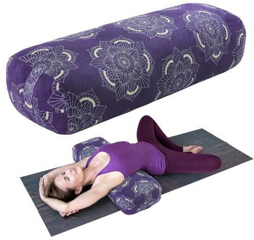 TOPROUD Yoga Bolster Pillow, Rectangular Yoga Pillow for Restorative Meditation, Bolster Meditation Cushion with Carry Handle, 70 * 27 * 15 CM (Purple)