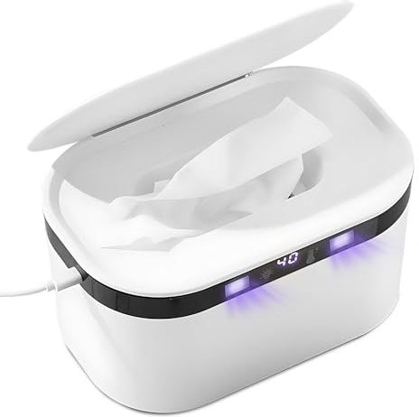 Wipe Warmer for Babies, Baby Wipes Warmer with Small Night Lights and 3 Temperature Control, Portable Large Capacity Wet Wipes Dispenser Box, Fast and Even Heating, Suitable for Both Outdoor and Home