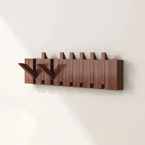 Perchero Decorativo pared Haya Piano con Ganchos Ocultos Abatibles | Diseño Ornamental Compacto, Almacenaje Práctico, para Entrada y Dormitorio Familiar, para Abrigos(Brown,8 Hooks)