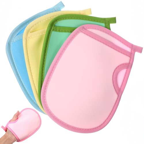 MAGICLULU 4Pcs Portable Exfoliating Bath Gloves Rich Foaming Body Cleaning Mitts for Shower Use Lightweight Compact Design Gentle Scrubbing for Healthy Skin Care