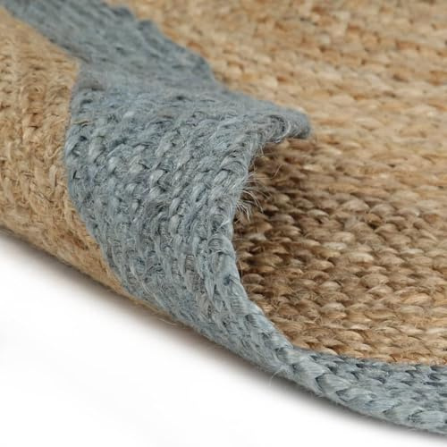 Gecheer Tappeto in Juta con Bordo Verde Oliva, Artigianale, Resistente, 240 cm, Tappeto per Soggiorno e Camera da Letto