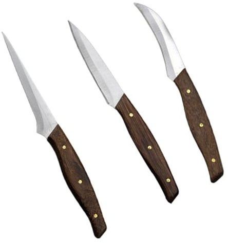 BESPORTBLE Ensemble 3 Pièces de Couteaux à Découper Fruits et Légumes en Acier Inoxydable Poignée Bois, Outils pour Chefs et Amateurs Cuisine