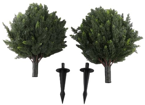 KELFEEAO 2 pezzi Topiaria di cipresso artificiale, Piante da esterno da 23,6 pollici con cespugli di arbusti artificiali a punta Albero sempreverde finto per l'arredamento del