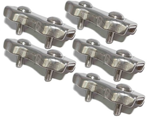 FP INOX Sujetacables Plano de 2 Pernos (Lote de 5), diámetro de Hilo 2 mm, Acero Inoxidable