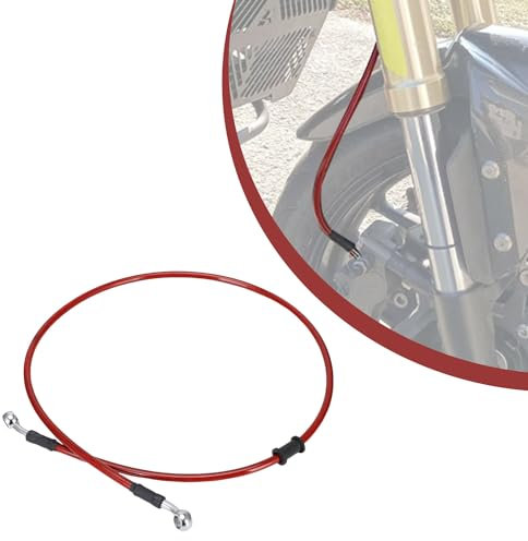 Tubo Freno Moto,140cm Tubo Freno Anteriore Moto Cavo Freno Idraulico Frizione Con Guaina Rinforzata Per Motocross Enduro Trial-Rosso