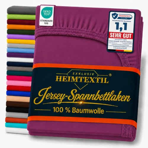 EXKLUSIV HEIMTEXTIL Marke Jersey Spannbettlaken 200 x 220 cm 100% Baumwolle Öko - Tex Zertifiziert, Markenqualität, Matratzenhöhe bis 35 cm, Lila