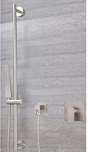 Milano Hunston Manual Mixer Valve Hand Shower Handset Riser Rail - Brushed Nickel