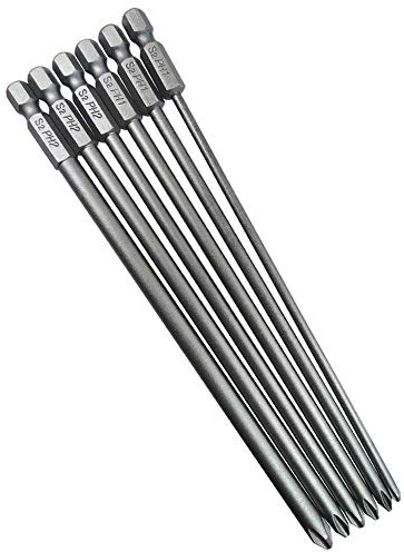 Wolfride 6Pcs 1/4 Inch Hex Shank Long Phillips Head Screwdriver Bits Set Magnetic Cross Head Screwdriver Bits | 5.9-Inch Length