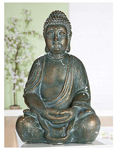 GILDE Magnesi Thai-Buddha Antik Gold 51 cm Außenbereich Wetterfest
