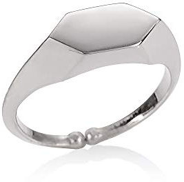 namana Anello da donna, regolabile, stile moderno, con sigillo esagonale, per donne e ragazze, anello con sigillo aperto e sacchetto per gioielli
