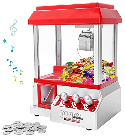 Trintion Mini Claw Candy/Sweet Grabber Machine for Kids Party Arcade Machine for Chocolate Small Toys Treats Claw Machine Game Prize Sweet Dispenser Grab Machine Coins Included (30.5cm x 22cm x 17cm)