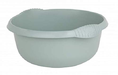 Galleries Plastic Colorful Washing Up Bowl Round Shape 28,32,36 cm Plastic Bowls Kitchen Basin Sink (Silver Sage, 32 CM)