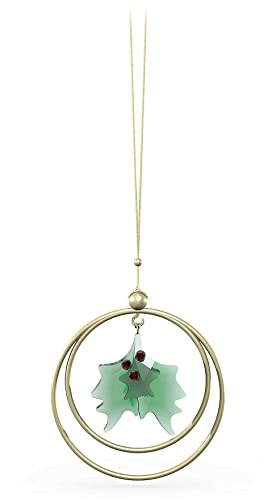 Swarovski Garden Tales Stechpalmenblätter Ornament, Dekoration aus Strahlenden Swarovski Kristallen, mit Goldfarbenem Stiel