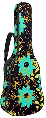 Gitarrentasche mit verstellbarem Schultergurt, Gitarrentasche für Bassgitarre unter 42 Zoll (106 cm), klassische Folk-Gitarre, Vintage Floral Flower