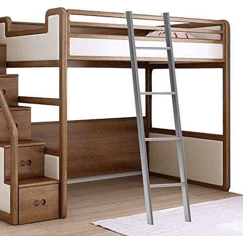 Teleskopleiter Leiter Aluleiter Treppenleiter Haken Auf Etagenbett/Wohnmobil-Leiter, Silber Einstellbar Trittleiter für Autoboote für Zuhause/im Freien, Doppelstock-Metall-Bettleitern, Last 150kg