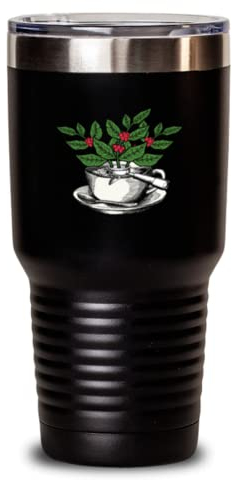 Trinkbecher, Edelstahl, isoliert, lustig, Kaffeepflanze, Barista, 880 ml