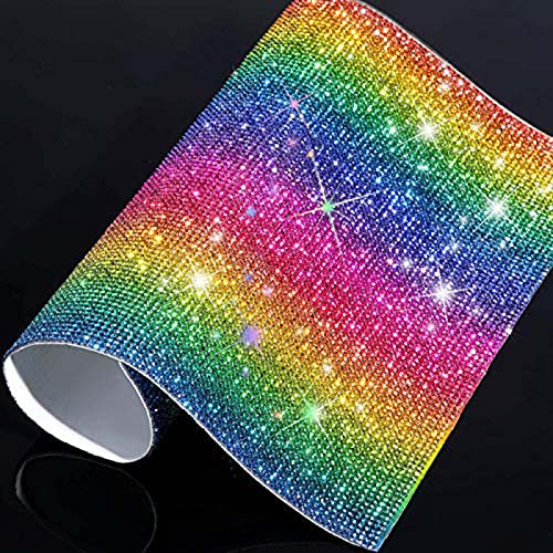 IRIVER BLANK 12000 Stück 2mm Strasssteine Aufkleber in Blättern, Selbstklebende Hitze-Reparatur Kristall-Edelsteine mit Glitzereffekt,Perfekt für Auto- und Basteldekoration(Regenbogen)