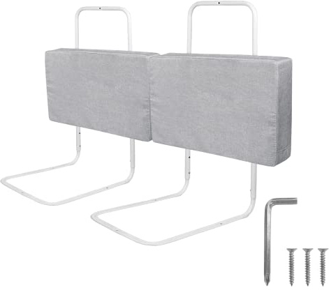 Froadp 120cm Rausfallschutz Beistellbett Leinen Kindersoftpack Bettgitter Tragbare Bettschutzgitter Höhenverstellbar Kinderbettgitter Baby Schutzgeländer Bettkantenschutz für Kinderbett (Leinengrau)