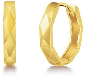Immobird Guld örhängen Silver 925 Creoles Unisex örhängen Herr Dam Creoler Diameter 15 mm Små sovande kreoler