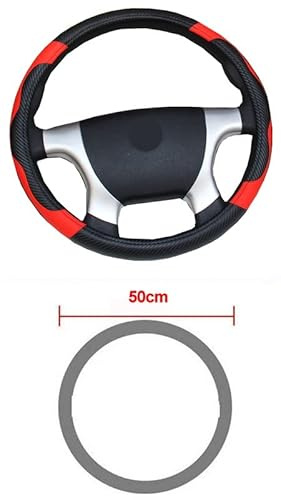 Lenkradhülle Für 36 38 40 42 45 47 50 Cm Außendurchmesser Blau Rot Mikrofaser Leder Lenkradhülle Auto Lenkradbezug Für Bus Für LKW Lenkradbezug (Farbe : Red 50CM)