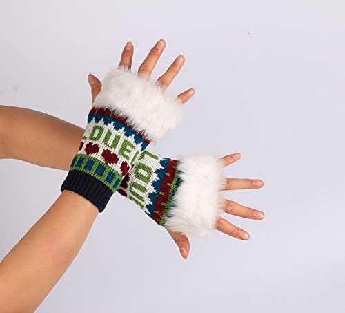 Liyinco Frauen Bunte Fingerlose Handschuhe Winter Gestrickte Warme Verdickte Halbfingerhandschuhe Niedliche Schreib- Und Lesehandschuhe Grün Einheitsgröße