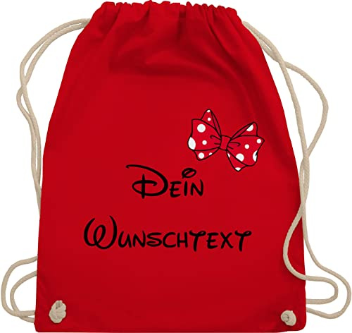 Turnbeutel Rucksack - Aufdruck selbst gestalten - Wunschtext mit Schleife I - Unisize - Rot - jga beutel stoffbeutel name personalisierte freundin sportbeutel sporttasche für kindergarten