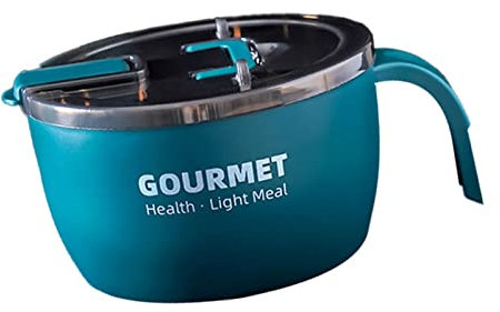 Bol à Ramen Instantané, Isolation Thermique en Acier Inoxydable 304 Résistant à la Corrosion Bol à Ramen à Nettoyage Facile avec Couvercle Vaisselle pour Dortoir (Vert)