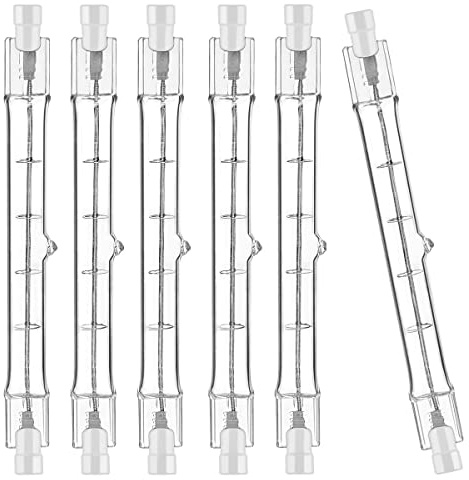 Jaenmsa R7S Halogenstab 78mm 100W, Halogen Leuchtmittel r7s 78mm, 6er Pack Deckenfluter Leuchtmittel 100W 230V 2700K Warmweiß, Baustrahler Birne Dimmbar für Wohnzimmerleuchten