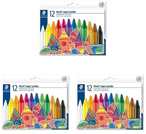 Staedtler 226 NC12 - Noris Club Super Jumbo Wachsmalkreide, 12 Stück im Etui (Packung mit 3)