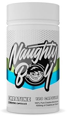 NaughtyBoy Creatine Monohydrate Kapslar – 120 kapslar, stöder styrka, kraft och uthållighet, 1 av de mest forskade sporttillskotten, format som är lätt att svälja
