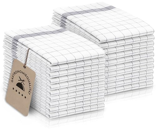 ZOLLNER 20er Set Geschirrtücher Baumwolle in 50x70 cm - super saugstarke und langlebige Küchentücher - waschbar bis 95°C – in grau weiß kariert - Gastronomiequalität - Oeko Tex® Zertifiziert