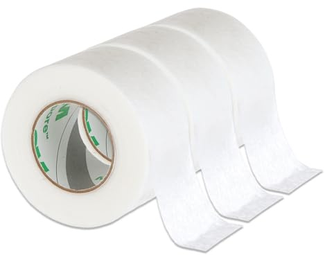 Micropore Vliespflaster Tape Weiß mit Anwendungstipps by P-Beauty für Wimpernverlängerung, Pflaster - Hypoallergen, Atmungsaktiv & Wasserfest - Klebeband für Haut & Lash Extensions (2,5cm 3x)