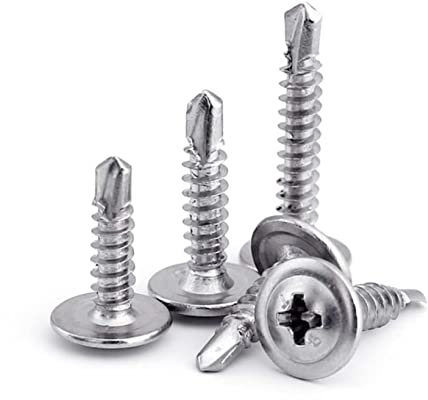 Dübel Schrauben Set 30pc-Waschkopf-Selbstbohrung Tippenschraube Edelstahl verzinkt mit M4.2 M4.8 Hardiflex-Schraube for Metallholzblatt Schrauben ( Color : M4.2(30pcs) , Size : 410 stainless steel )