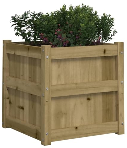 Gecheer Hochbeet Blumenkasten Gemüsebeet Pflanzbeet Blumenbeet Pflanzkasten Blumenkübel Pflanzkübel Kräuterbeet 50x50x50 cm Kiefernholz Imprägniert