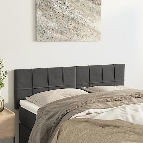 CKioict Betthaupt Wandkissen Bett Bettkopfteil Schlafzimmer Kopfteile 2 STK. Dunkelgrau 72x5x78/88 cm SamtGeeignet für Schlafzimmer, Gästezimmer, Schlafsaal