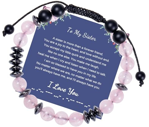 Wycian Edelstein Armband Pink, Magnetarmband Pärchen Perlen Quarz Kristall Kristall-Mos „Schwester“ 18cmx8mm 1er Naturstein für Verlobung