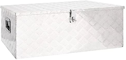ShGaxin Scatola di immagazzinaggio in alluminio, scatola degli attrezzi in metallo, 100 x 55 x 37 cm, argento