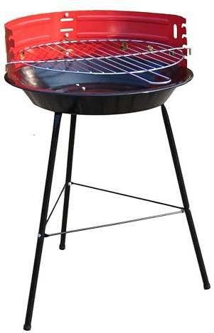 Standgrill 40x50x30cm in Rot Schwarz für Holzkohle, Barbecue Grill für den Garten Balkon Terrasse und Festivals