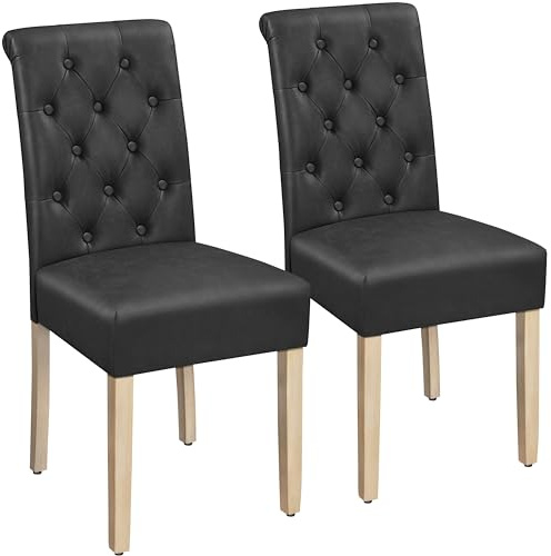 Yaheetech Esszimmerstühle 2er Set Küchenstuhl Sitzfläche aus Kunstleder | Polsterstuhl mit hoher Rückenlehne und Massivholzbeine, bis 125 kg Belastbar, fürs Esszimmer/Wohnzimmer/Schlafzimmer/Küche