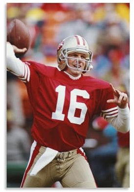 REDCHAMBER American Football Quarterbacks Joe Montana Retro-Poster, Leinwandbild, Wandkunst, dekorative Bilddrucke, moderne Dekoration, 50 x 75 cm