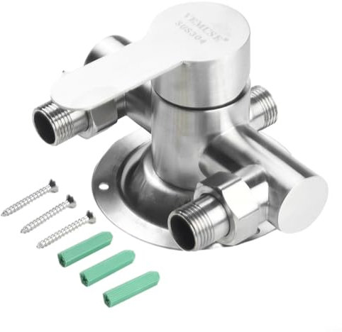 Double Handle Bathroom Shower Faucet Mixer Valve, 304 Stainless Steel Wall Mounted Shower Mixer Tap, Hot and Cold Water Mixing Valve, G1/2 Outlet