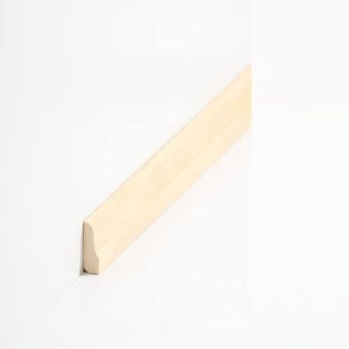 PROVISTON Lot de 5 baguettes de recouvrement en bois massif Abachi, 8 x 26 x 2000 mm, à coller, clips, vis et clous, plinthes