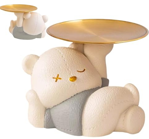 Oso de cuenco para llaves, cuenco para llaves para mesa de entrada, oso | Cuenco para llaves con esculturas de osos | Plato de joyería, bandejas decorativas, figura de animal para entrada y sala de es