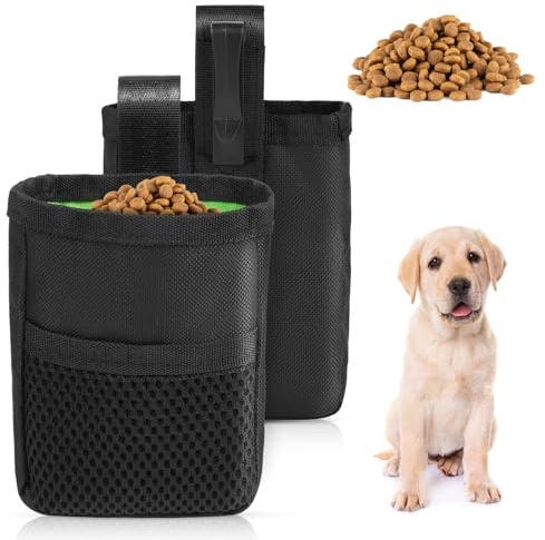 Aomig Borsa Multifunzionale per Addestramento Cani - Snack e Alimenti, Porta Premiati con Contenitore Crocchette - Sacchetto di Allenamento Nero